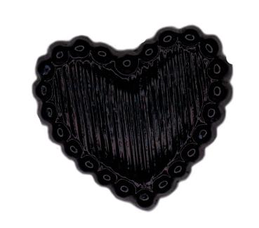 Bottone per bambini a forma di cuore in plastica nera 14 mm 0,55 inch